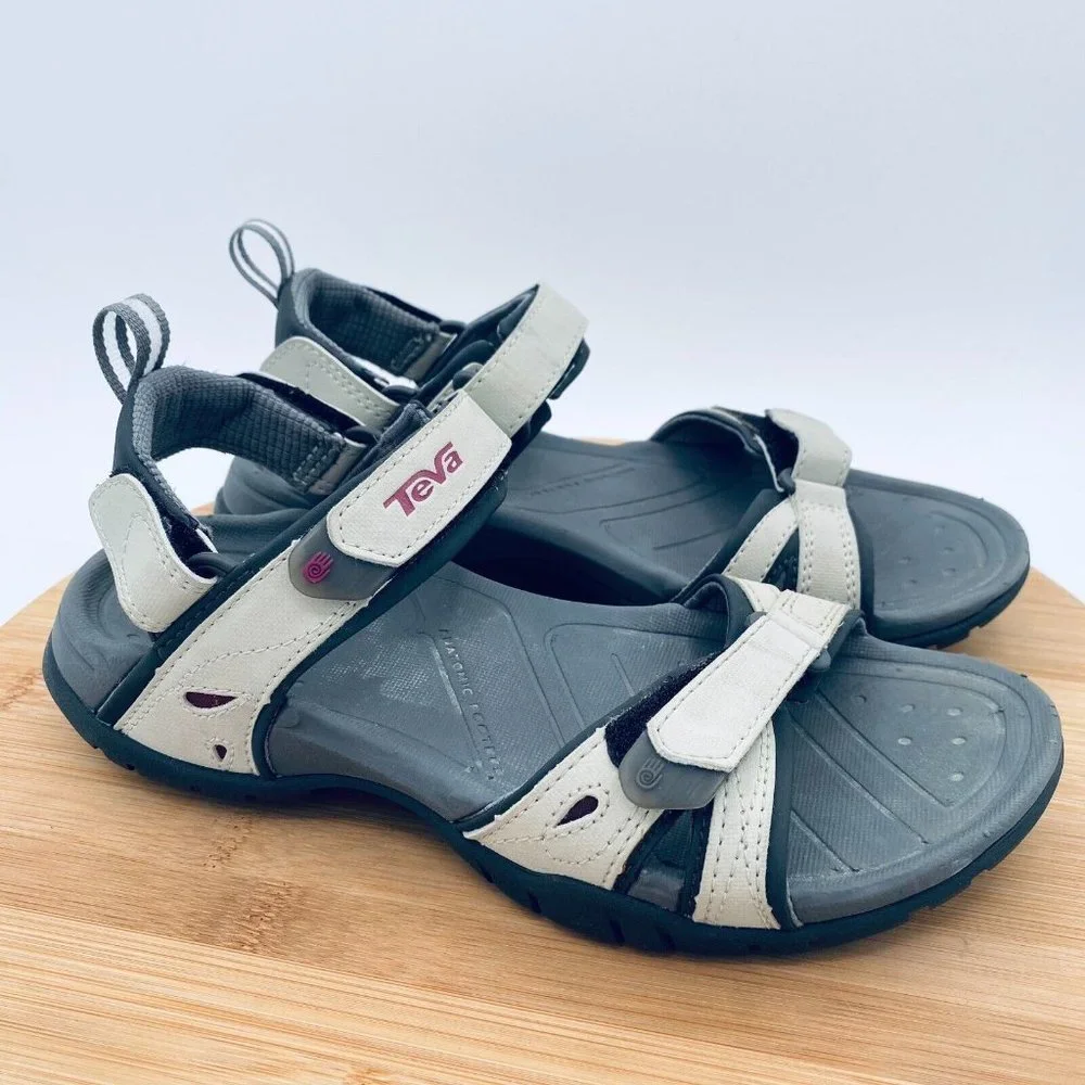 Teva Womens Shoes 6 Beige Leather Ankle Strap Athletic Performance Sandals